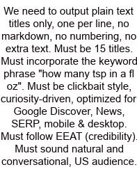 We Need To Output Plain Text Titles Only, One Per Line, No Markdown, No Numbering, No Extra Text. Must Be 15 Titles. Must Incorporate The Keyword Phrase 