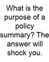 What Is The Purpose Of A Policy Summary? The Answer Will Shock You.